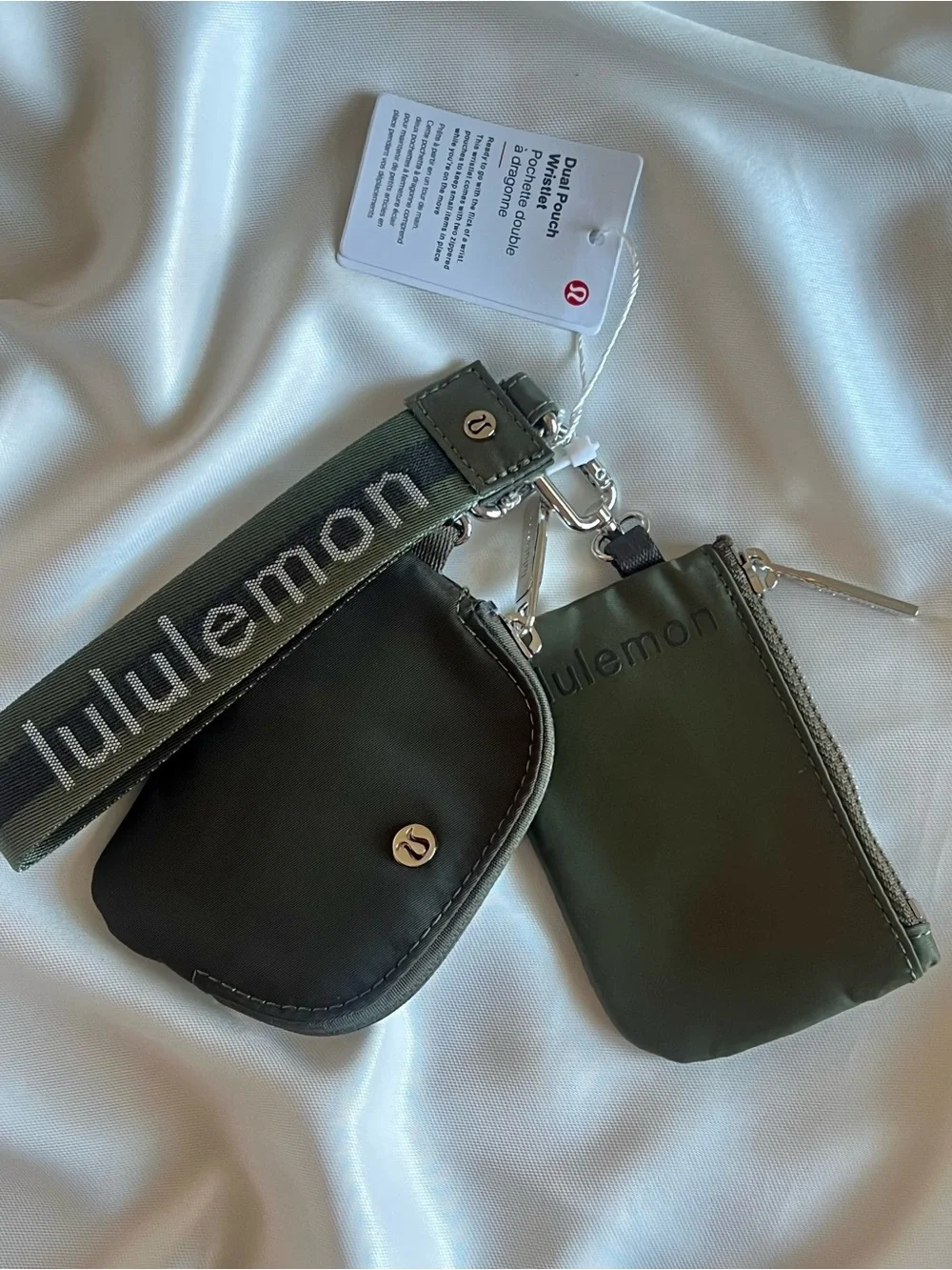 Lululemon Dual Pouch Wristlet – Dark Olive (NWT)